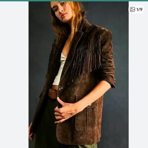 Blank NYC X Free people X Anthropologie REAL SUEDE Fringe Jacket